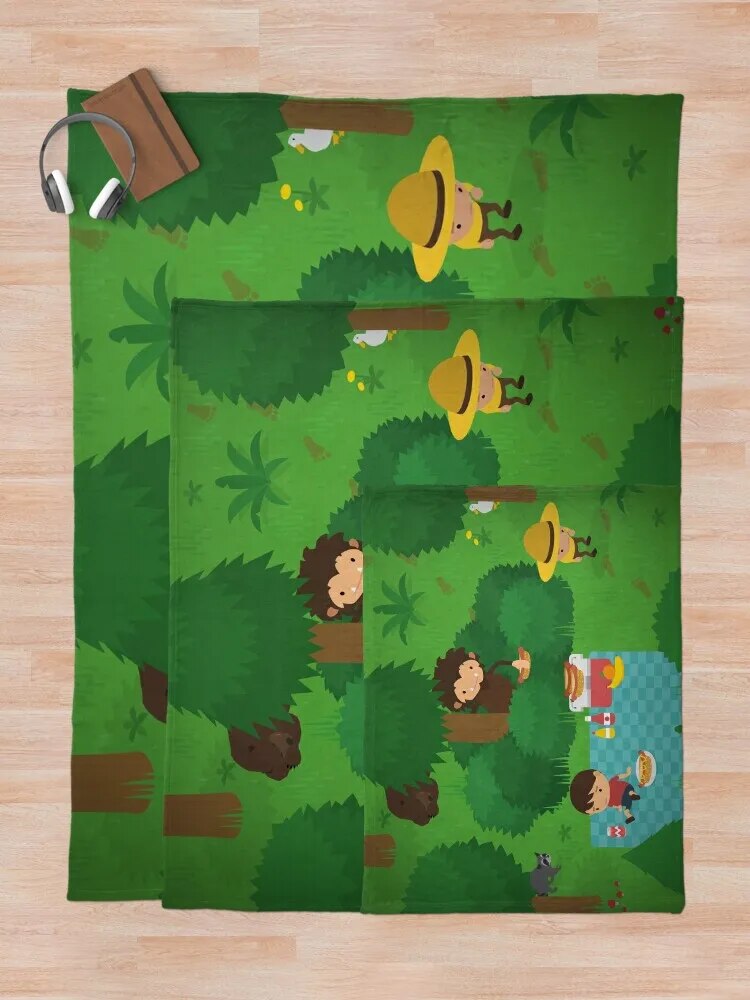 Sneaky Sasquatch Picnic Throw Blanket