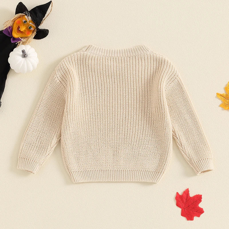 Boo - Baby Toddler Fall Knit Pullover Pumpkin Halloween Sweater