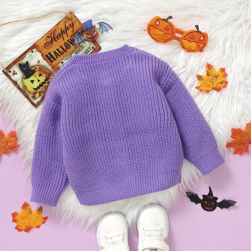 Boo Baby Girls Halloween Knitted Cardigan Sweater