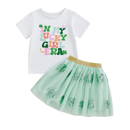 In My Lucky Girl Era” 2-Piece Skirt Set – Shamrock Tulle Outfit