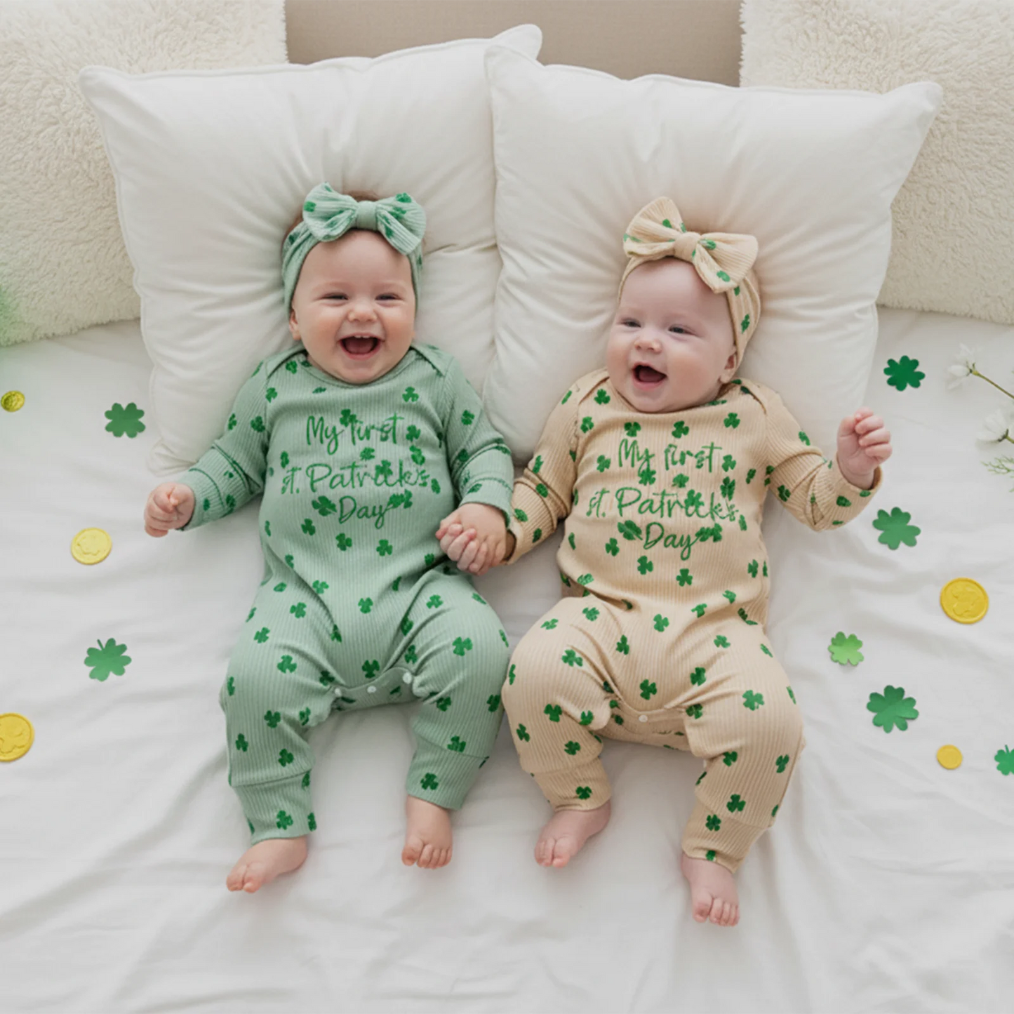 My First St. Patrick’s Day Shamrock Baby Romper Set