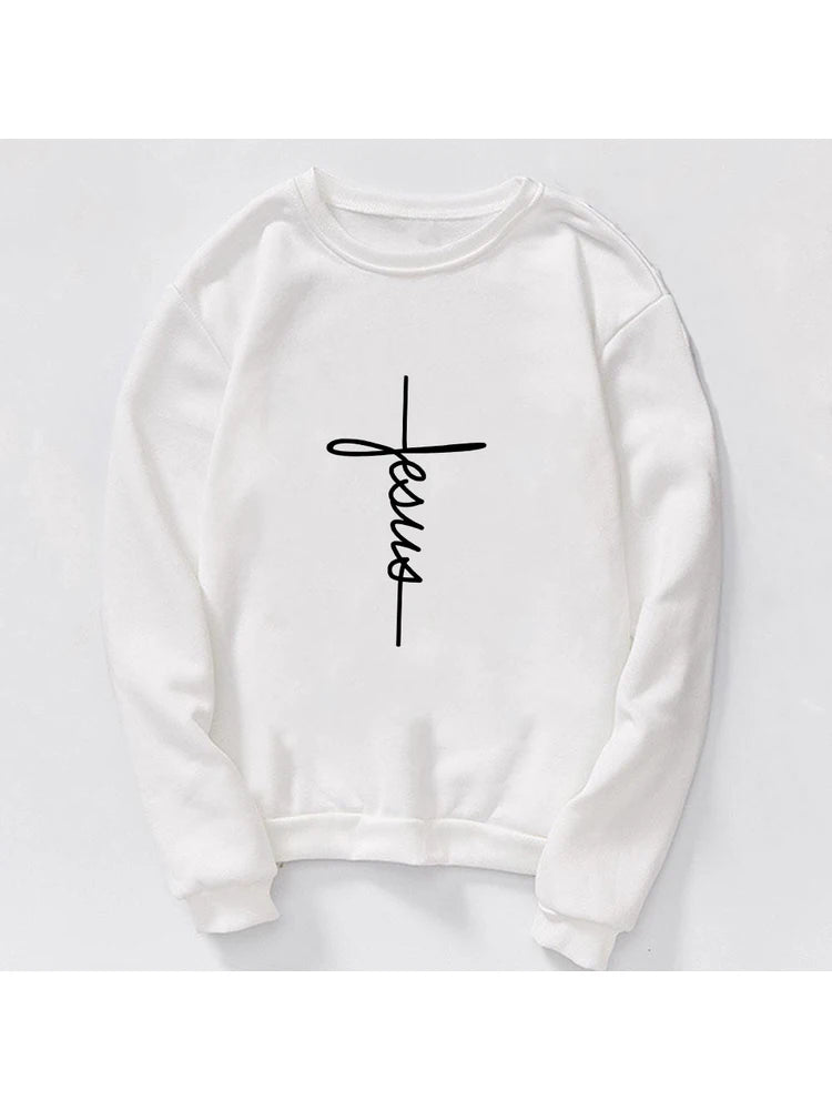 Jesus Print Womens Sweatshirt -Faith Over Fear Streetwear