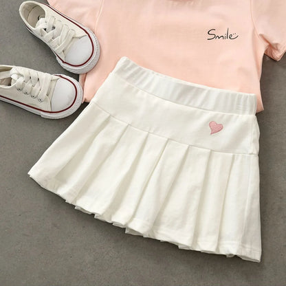 Girls Heart Pleated Skort – Athletic Style Skirt (Sizes 3T–16)