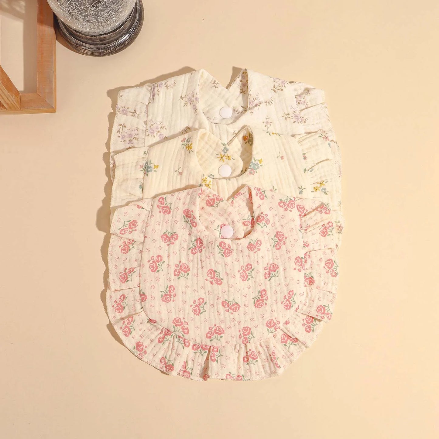 Vintage Floral Ruffle Bib Set – 3 Pack Baby Feeding Bibs