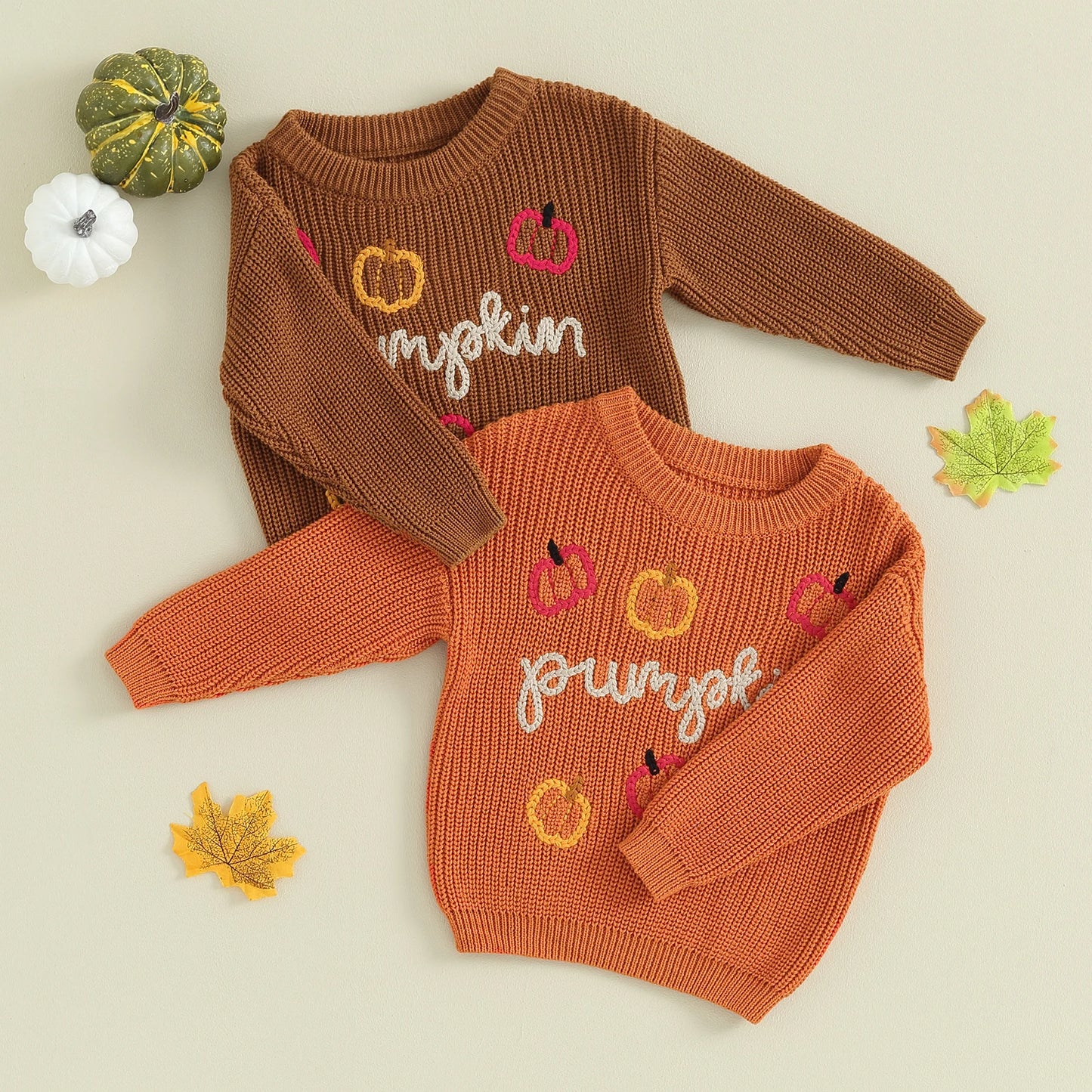 Baby Pumpkin Fall Halloween Knitted Sweater