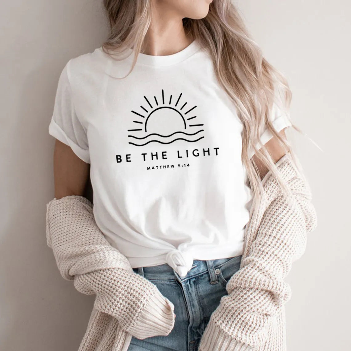 Be The Light Women's Christian Faith T-shirt Mathew 5:14
