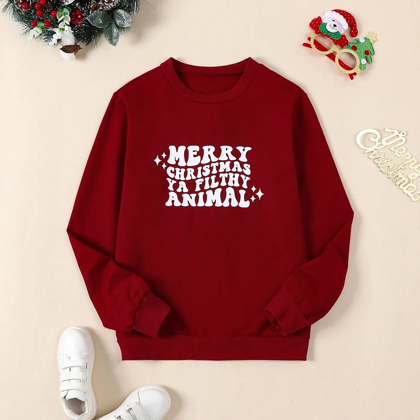 Merry Christmas Ya Filthy Animal Family Matching Sweatshirt