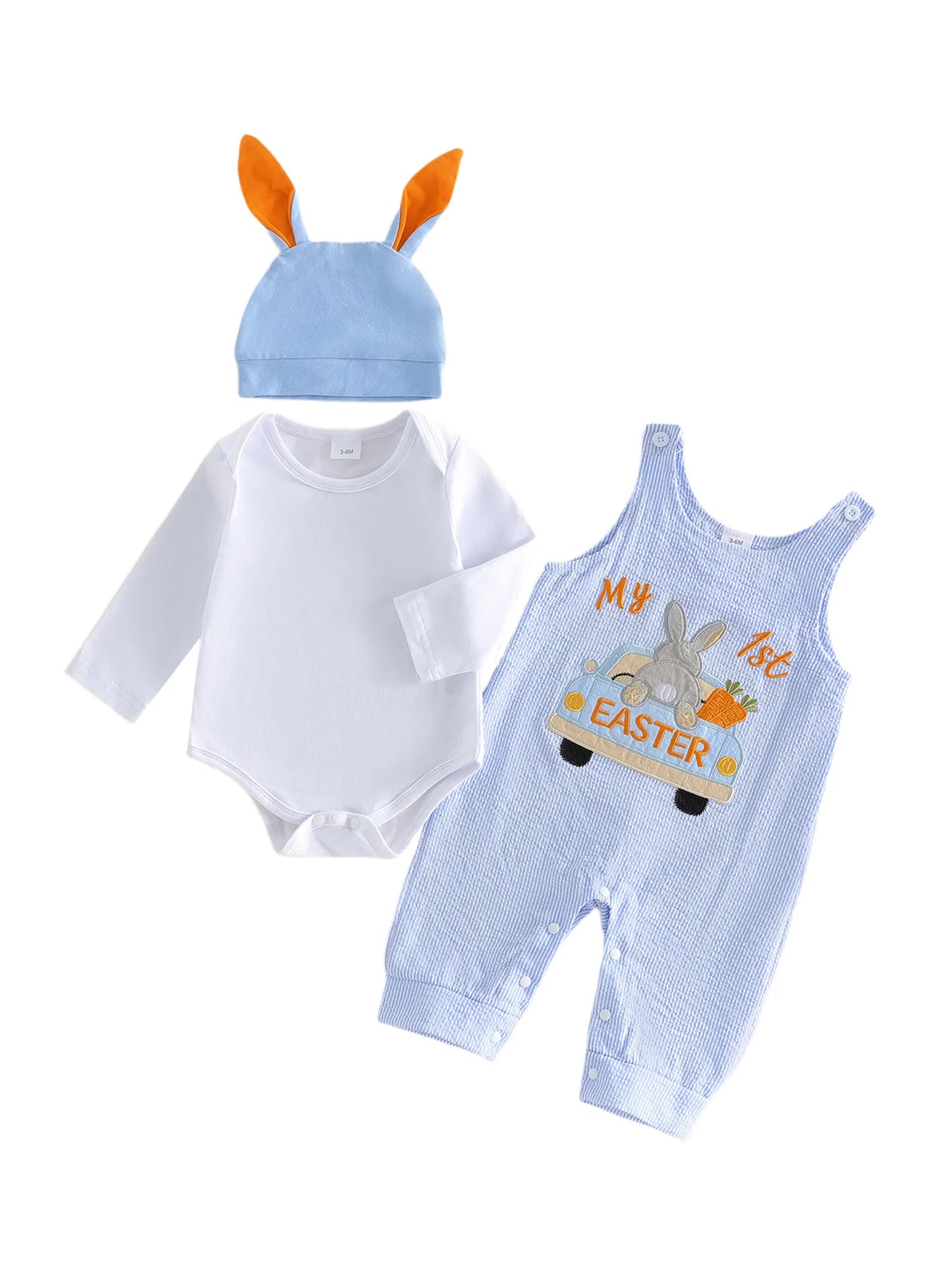 🐣 My First Easter Baby Romper Set – Bunny Hat Outfit
