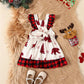 Infant Baby Girls Christmas Dress -Tree and Reindeer Plaid Print