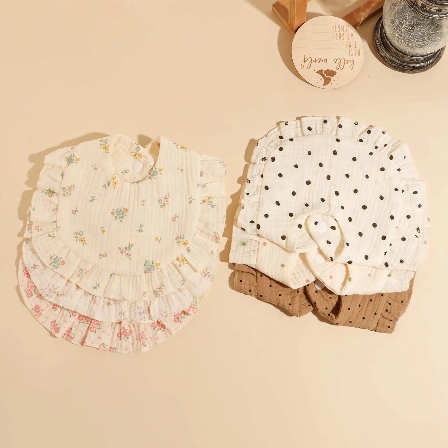 Vintage Floral Ruffle Bib Set – 3 Pack Baby Feeding Bibs