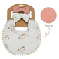 Floral Muslin Baby Bib & Bow Headband Set – 3 Piece Gift Set