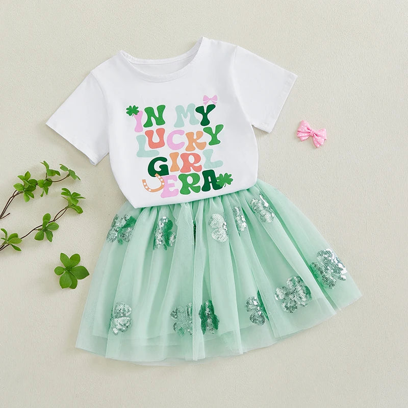 In My Lucky Girl Era” 2-Piece Skirt Set – Shamrock Tulle Outfit