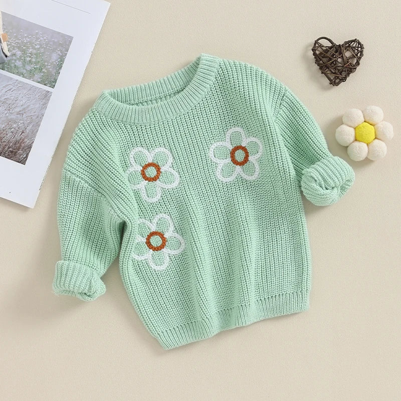 Floral Knit Girl's Sweater