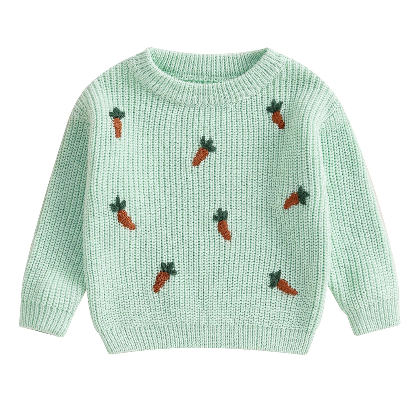 🥕 Carrot Patch Knit Sweater – Cozy Spring Pullover