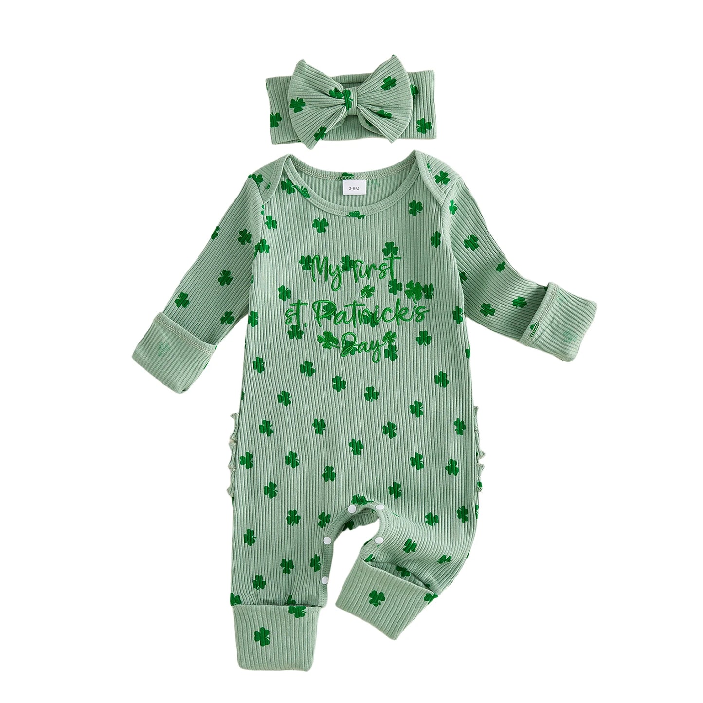 My First St. Patrick’s Day Shamrock Baby Romper Set