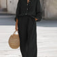Lightweight Button-Up Lounge Set – Relaxed Top & Wide Leg Pants