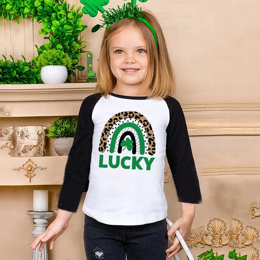 St. Patrick's Day Lucky Print Children's Raglan T-shirt - Various Styles