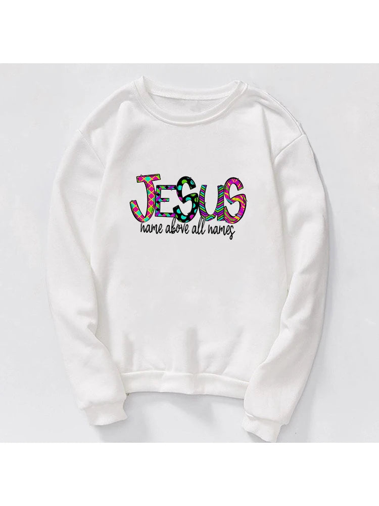 Jesus Print Womens Sweatshirt -Faith Over Fear Streetwear