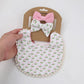 Floral Muslin Baby Bib & Bow Headband Set – 3 Piece Gift Set