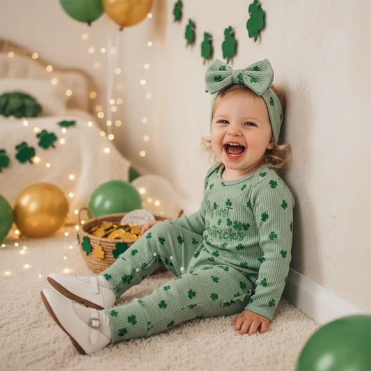 My First St. Patrick’s Day Shamrock Baby Romper Set