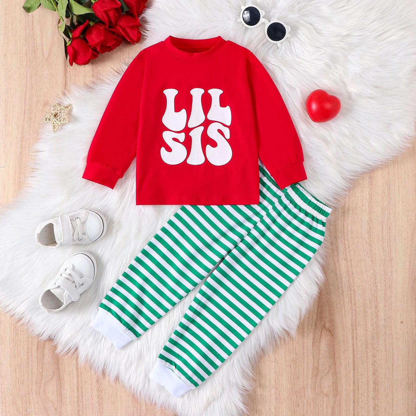 Big Sis & Lil Sis Matching Pajamas – Holiday Sibling PJ Set (Big Bro & Lil Bro Options Available)