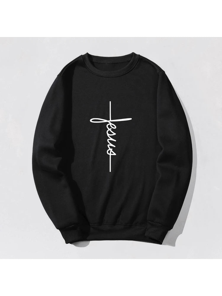 Jesus Print Womens Sweatshirt -Faith Over Fear Streetwear