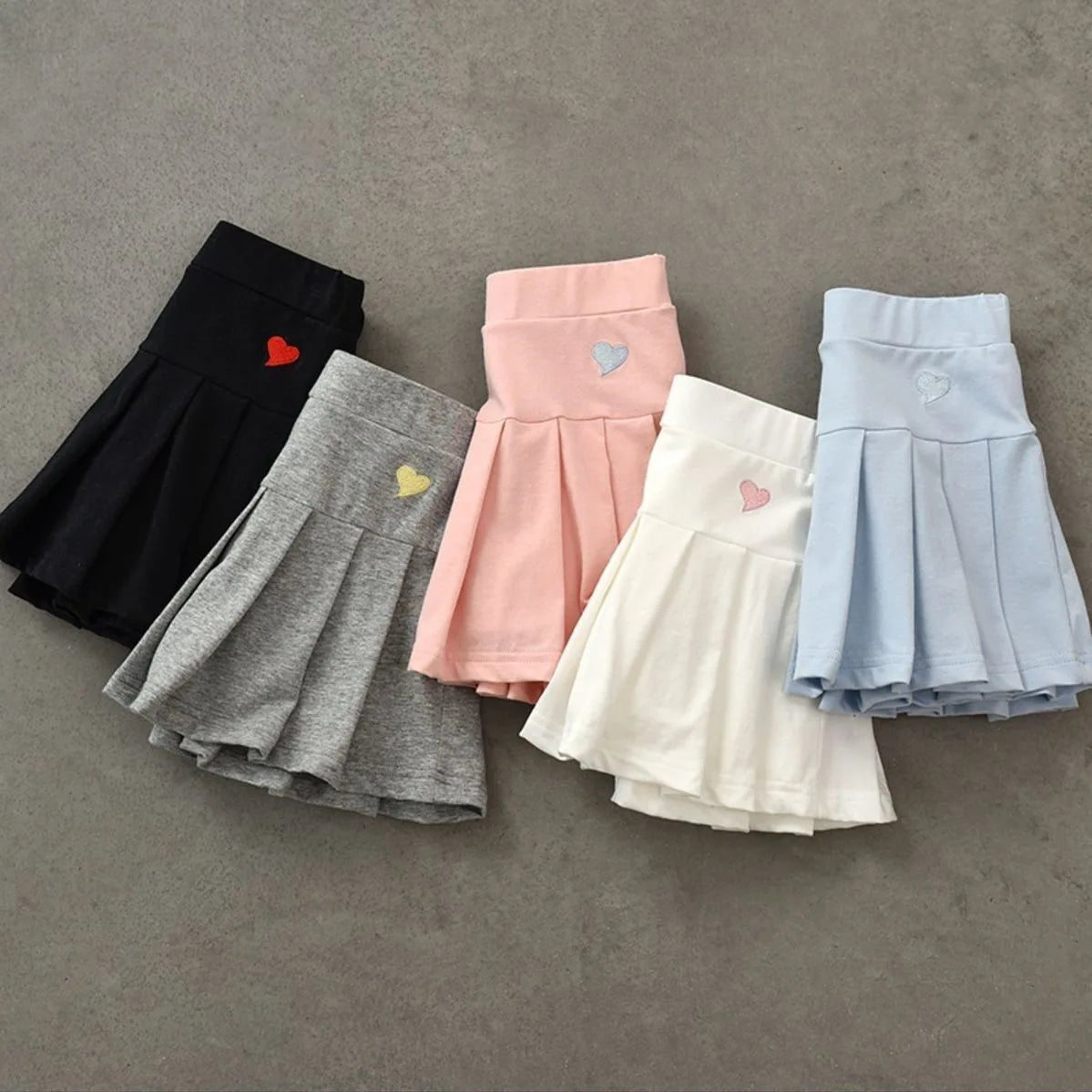 Girls Heart Pleated Skort – Athletic Style Skirt (Sizes 3T–16)