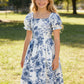 Girls Blue & White Floral Twirl Dress – Cottage Summer Style