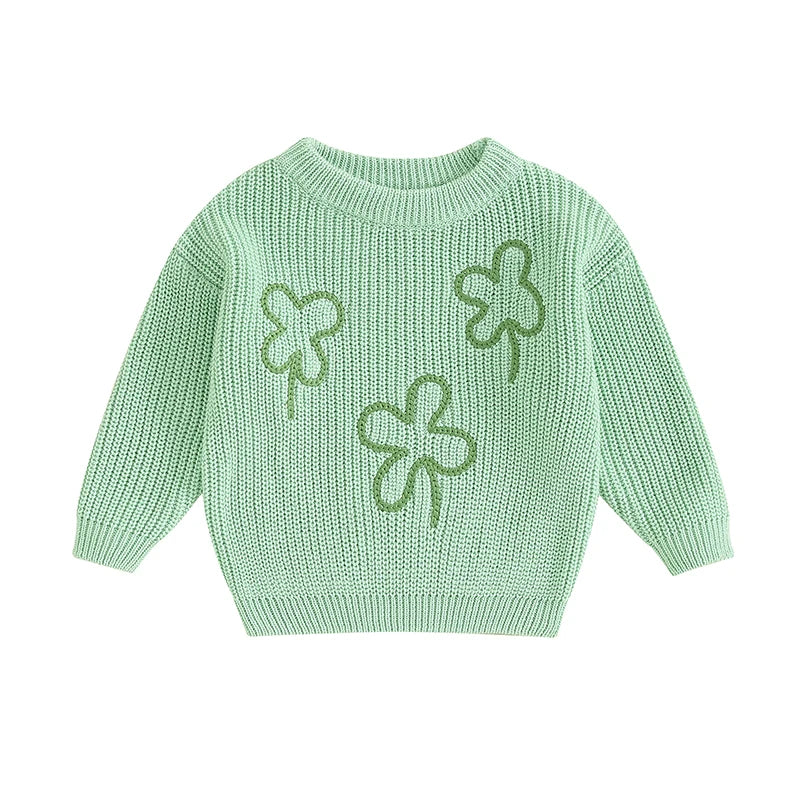 Toddler, Baby Four-Leaf Clover Knit Sweater