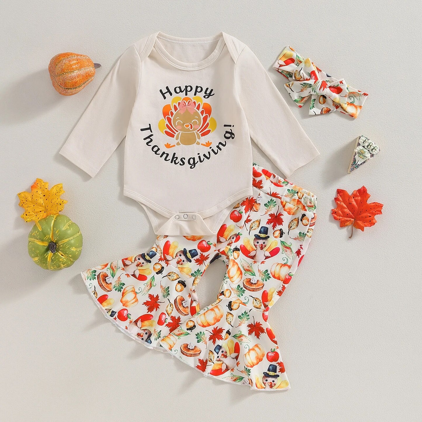 Infant Baby Girls Thanksgiving Clothes 3pcs Set