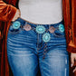 Forever Chasing Cowboys Copper Turquoise Floral Concho Link Belt Regular and Plus Size