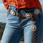 Forever Chasing Cowboys Copper Cream Floral Concho Link Belt Plus