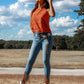 Forever Chasing Cowboys Copper Cream Floral Concho Link Belt Plus