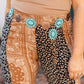 Forever Chasing Cowboys Copper Turquoise Floral Concho Link Belt Regular and Plus Size
