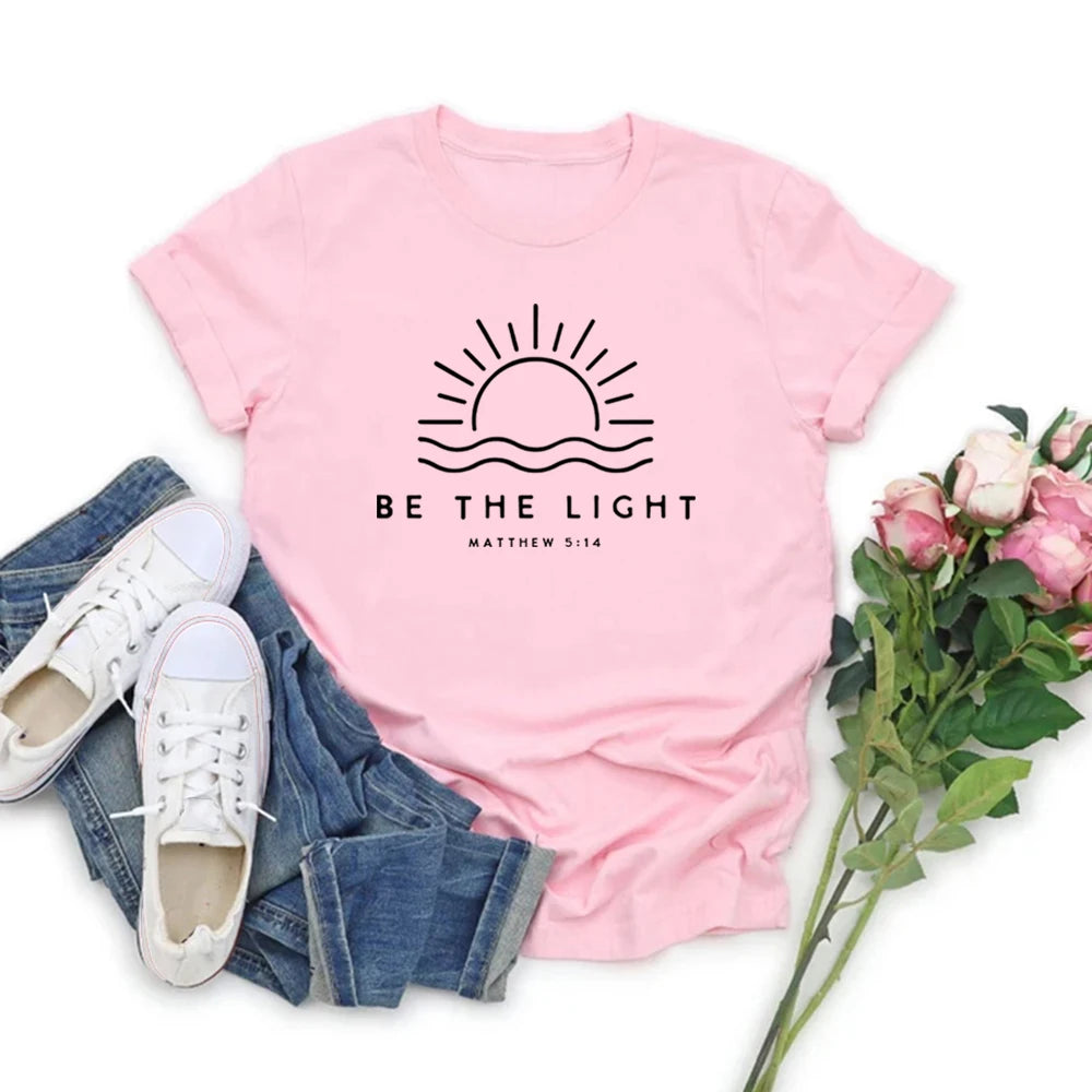 Be The Light Women's Christian Faith T-shirt Mathew 5:14