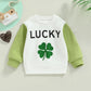 Lucky Four-leaf Clover Print Romper and Sweatshirt