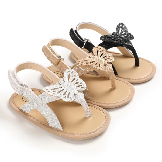 Sparkle Butterfly Baby Sandals – Glitter Slingback Summer Shoes