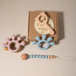 Woodland Bear Teether & Keepsake Gift Set – Silicone + Natural Wood (5 Colors)