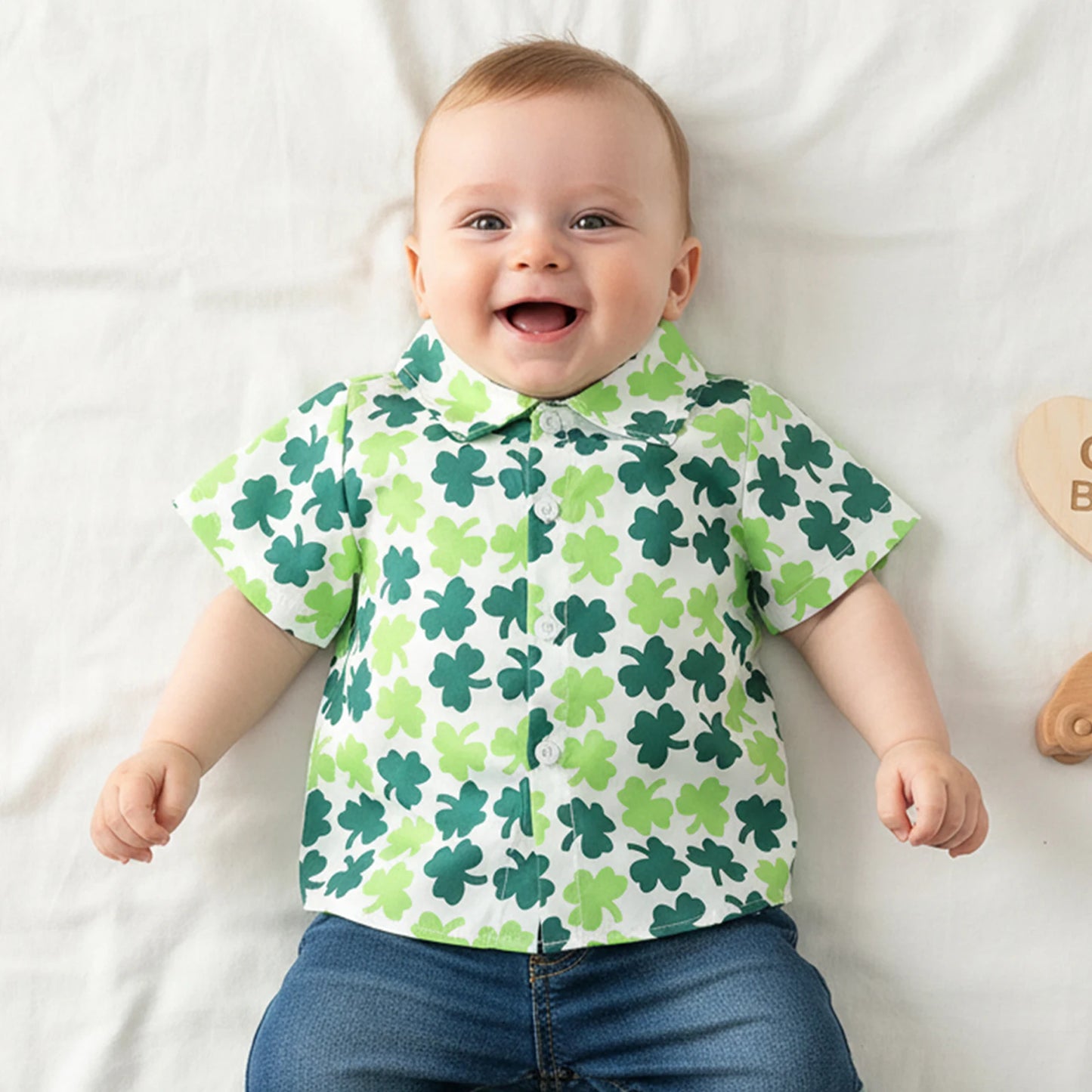 Lucky Shamrock Button-Up – Toddler St. Patrick’s Day Shirt
