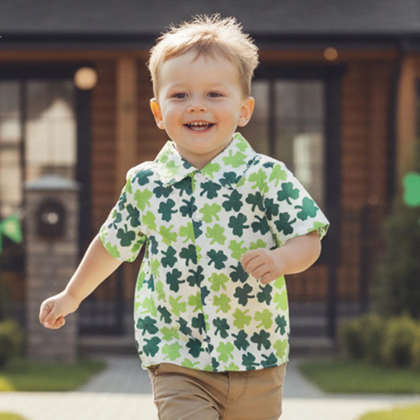 Lucky Shamrock Button-Up – Toddler St. Patrick’s Day Shirt