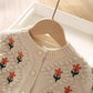 Girls' Floral Embroidered Knitted Cardigan Sweater