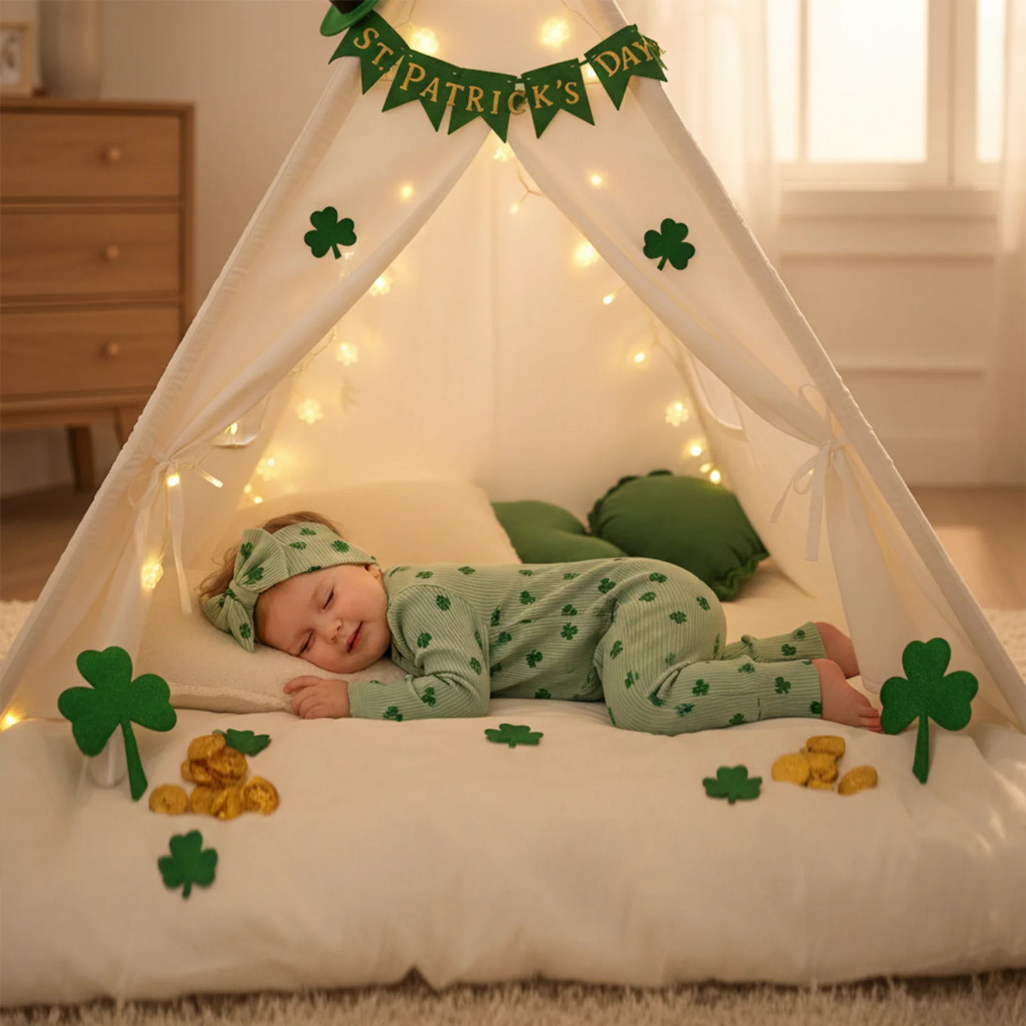 My First St. Patrick’s Day Shamrock Baby Romper Set