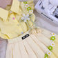 Little Girls Daisy Skirt Set – Ruffle Sleeve Button Top & Skirt (2T–7)