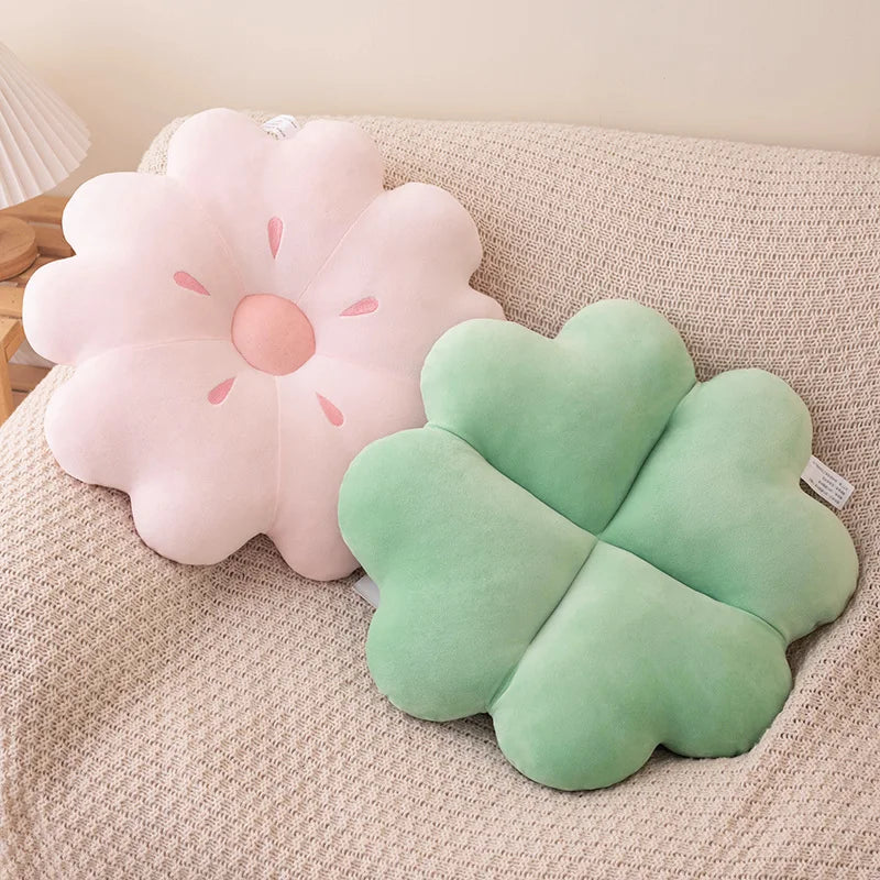 Cute Four-Leaf Clover or Cherry Blossoms Decorative Plush Pillow