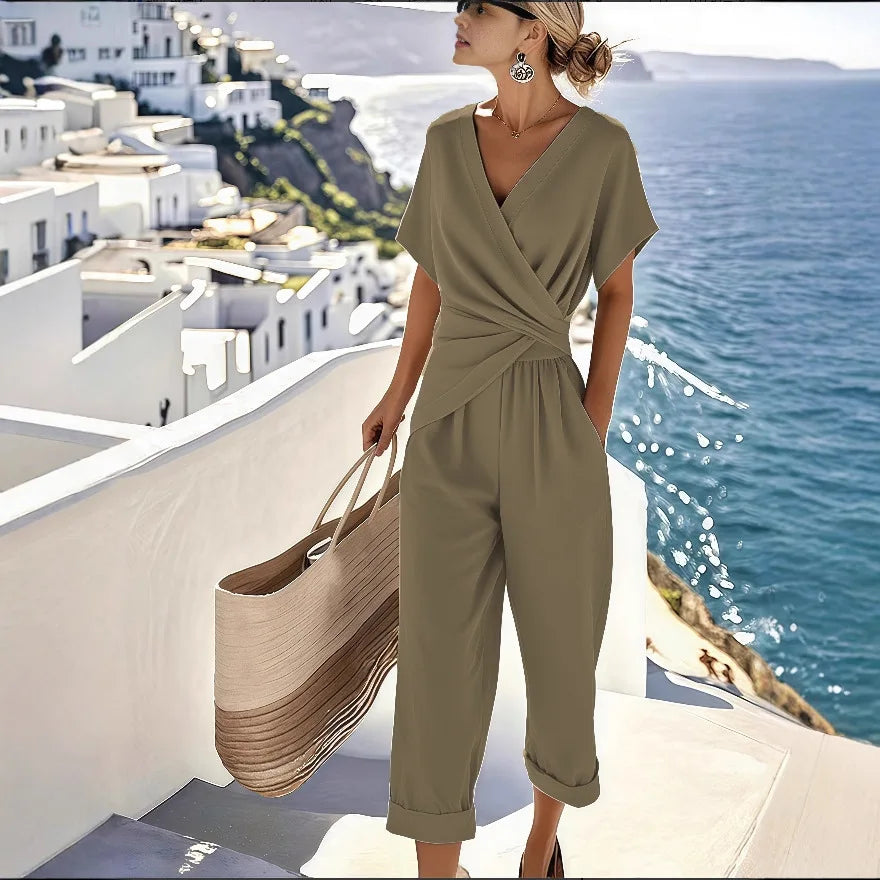 Wrap Top & Wide Leg Pant Set – Flowy Two-Piece Resort Outfit