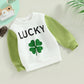 Lucky Four-leaf Clover Print Romper and Sweatshirt