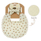 Floral Muslin Baby Bib & Bow Headband Set – 3 Piece Gift Set