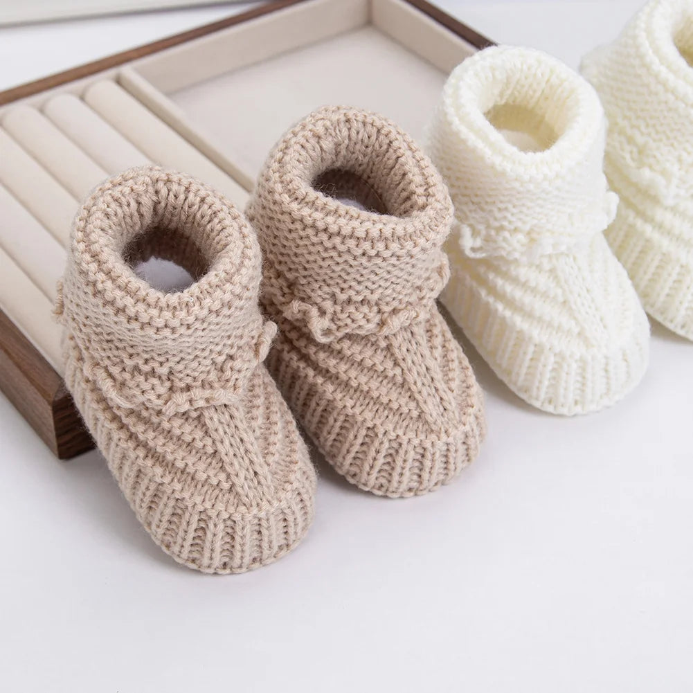 Heirloom Knit Baby Booties – Soft Cotton Newborn Slippers