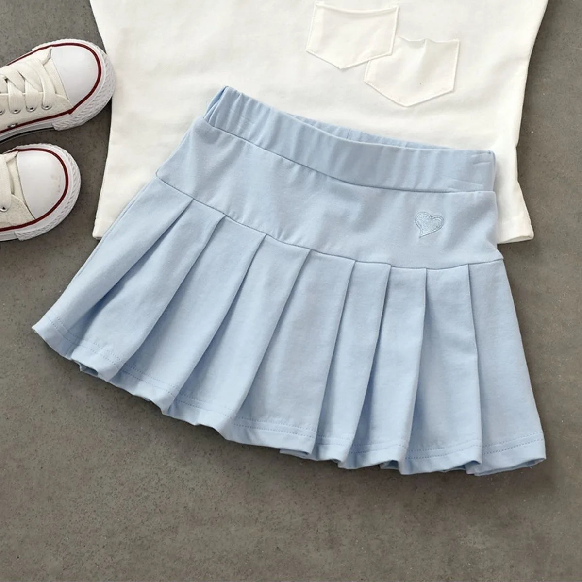 Girls Heart Pleated Skort – Athletic Style Skirt (Sizes 3T–16)