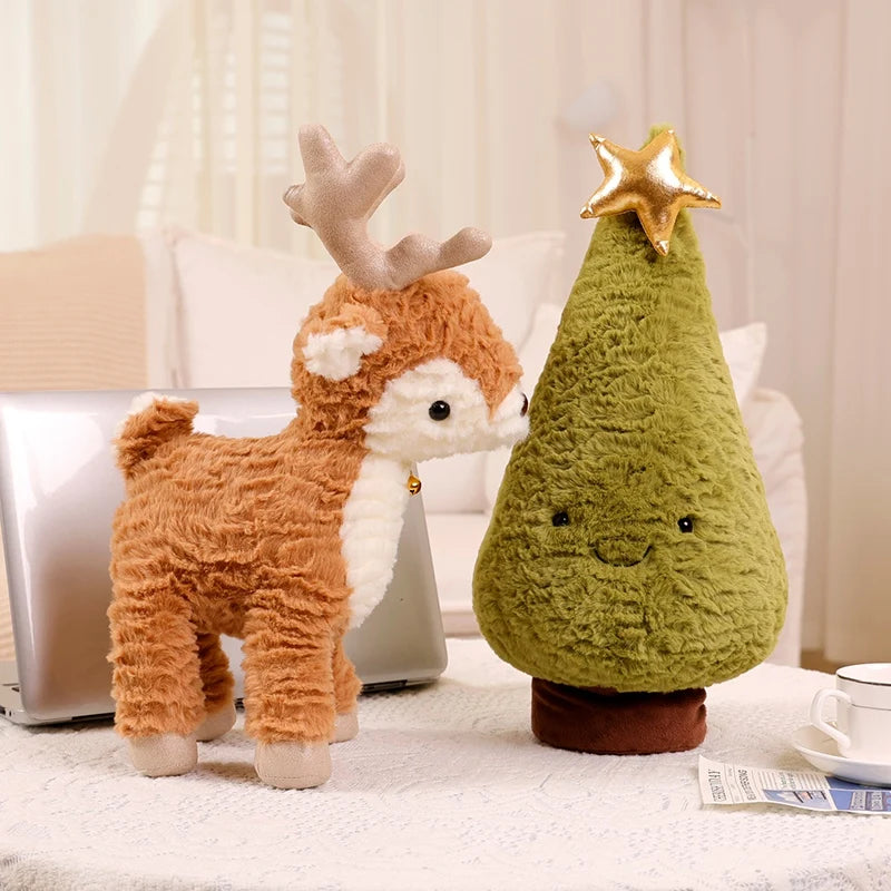 Plush Reindeer and Christmas Tree